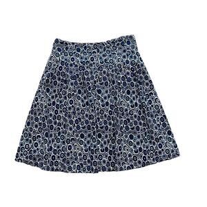 Chadwick's Lightweight Cotton Blue Geometric Circle Print A-Line Full Skirt, 8